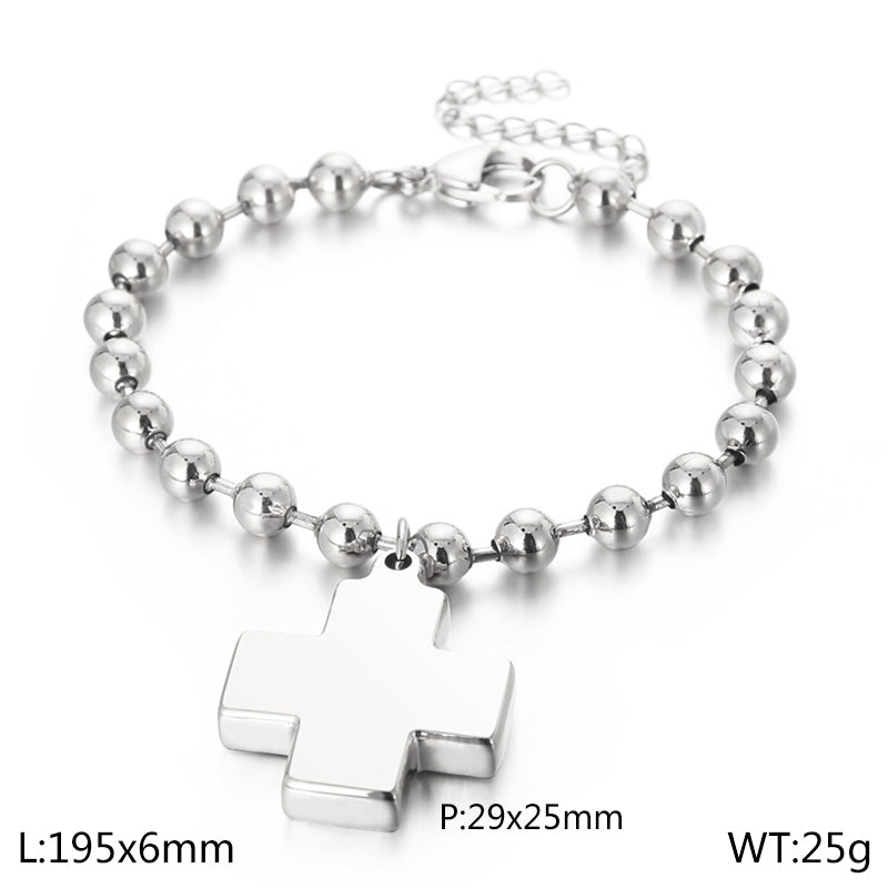 Wholesale Casual Vacation Streetwear Cross Titanium Steel Plating 18k Gold Plated Bracelets Necklace