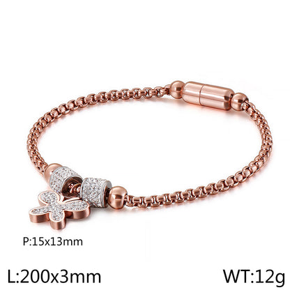 Titanium Steel Elegant Simple Style Streetwear Inlay Butterfly Zircon Bracelets