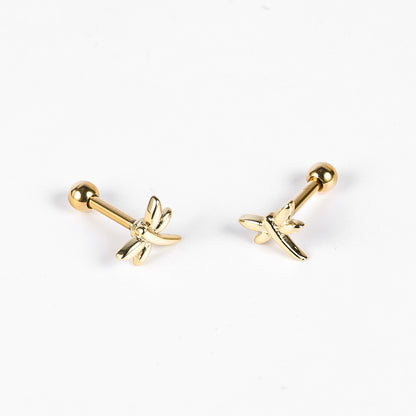 1 Pair Simple Style Shiny Scissors Bee Dragonfly Polishing Inlay Copper Zircon Ear Studs