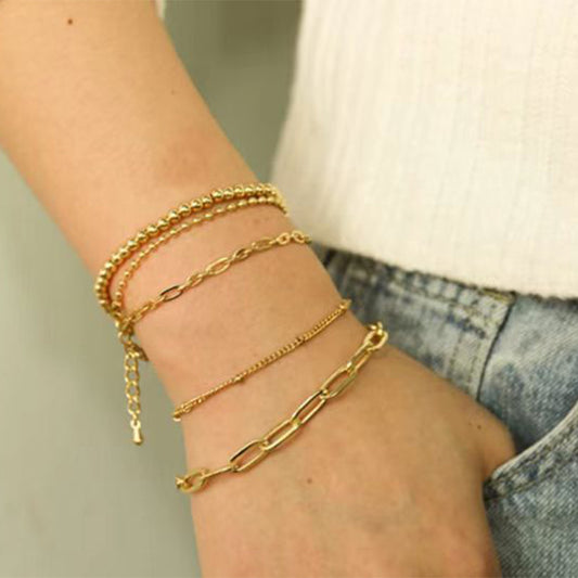 304 Stainless Steel Gold Plated Simple Style Streetwear Solid Color Bracelets