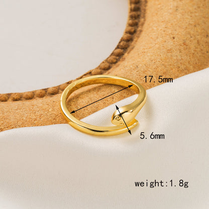 Wholesale IG Style Simple Style Heart Shape Solid Color Snake Copper 18K Gold Plated Open Rings