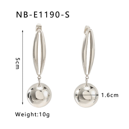 1 Pair IG Style Classic Style Shiny Ball 316 Stainless Steel  18K Gold Plated Drop Earrings