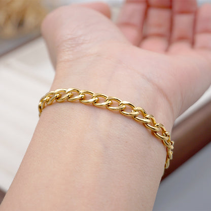 304 Stainless Steel Gold Plated Simple Style Streetwear Solid Color Bracelets