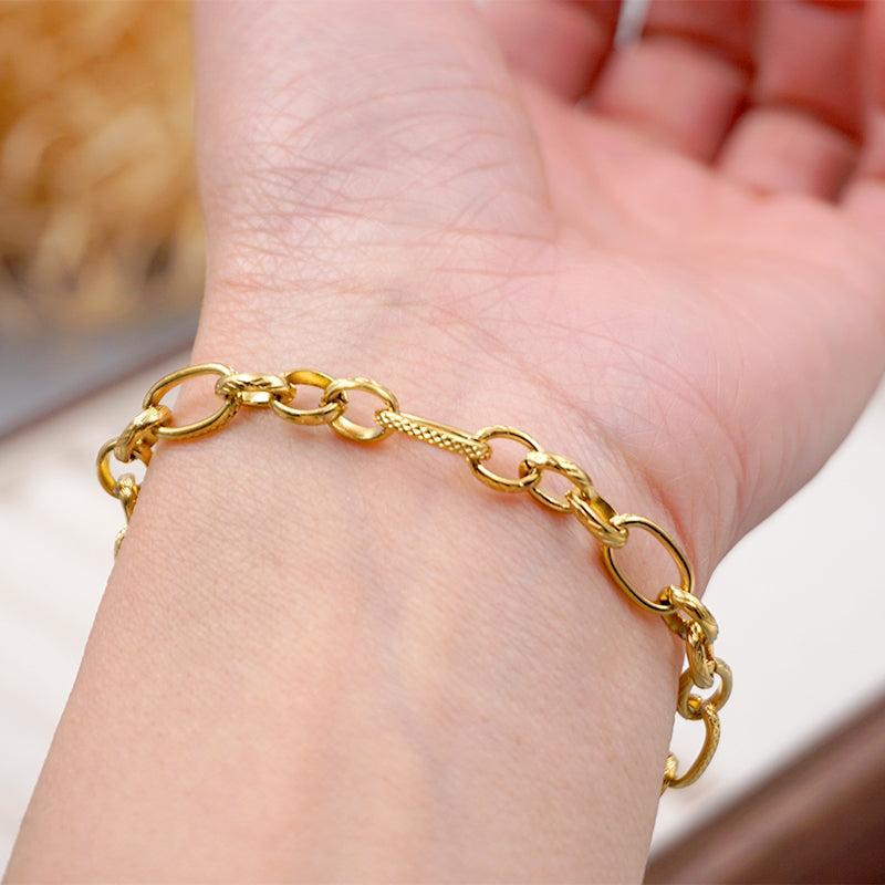 304 Stainless Steel Gold Plated Simple Style Streetwear Solid Color Bracelets