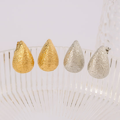 1 Pair IG Style Classic Style Shiny Water Droplets 316 Stainless Steel  18K Gold Plated Ear Studs