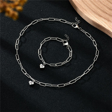 Wholesale Casual Simple Style Classic Style Heart Shape Stainless Steel Plating 18k Gold Plated Bracelets Necklace