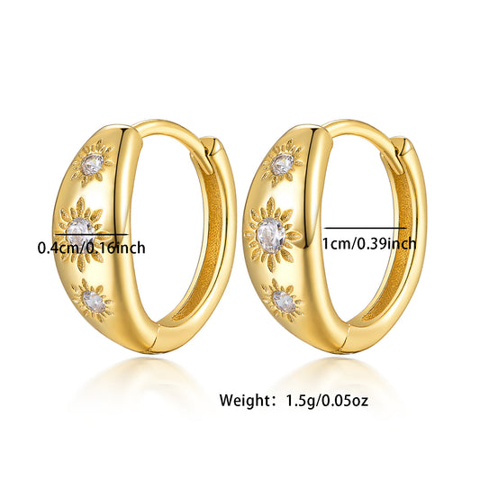 1 Pair Vintage Style Simple Style Roman Style Star Inlay Sterling Silver Zircon White Gold Plated Gold Plated Earrings