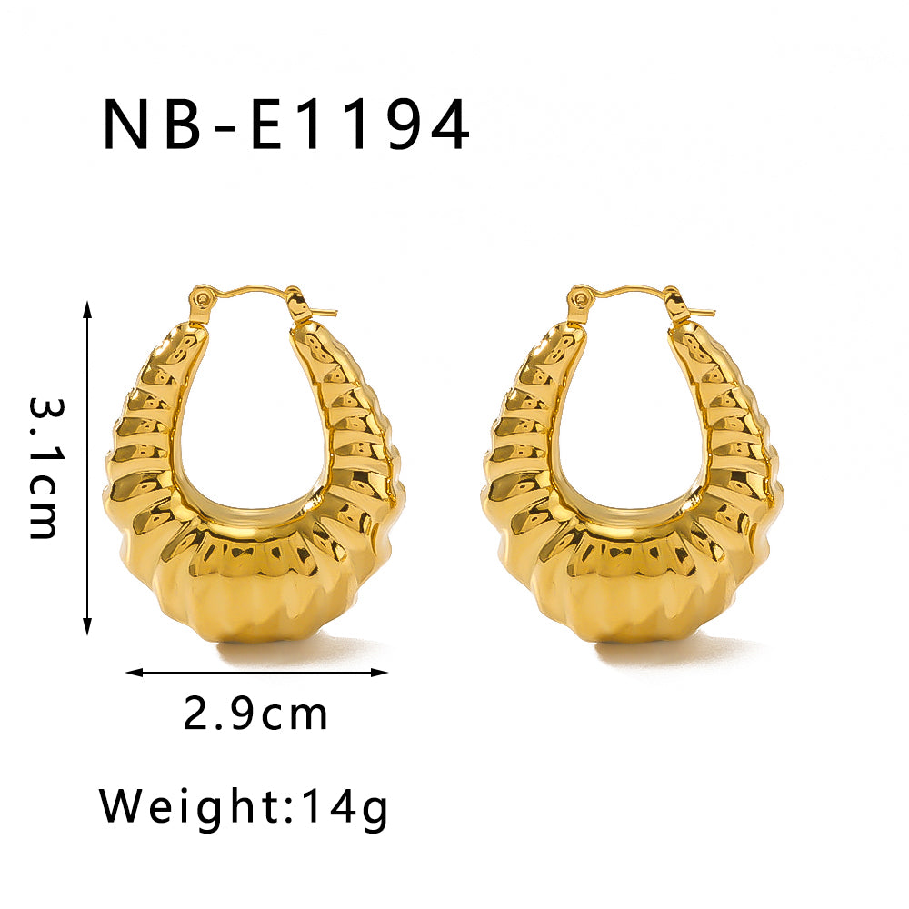 1 Pair IG Style Classic Style U Shape 316 Stainless Steel  18K Gold Plated Earrings