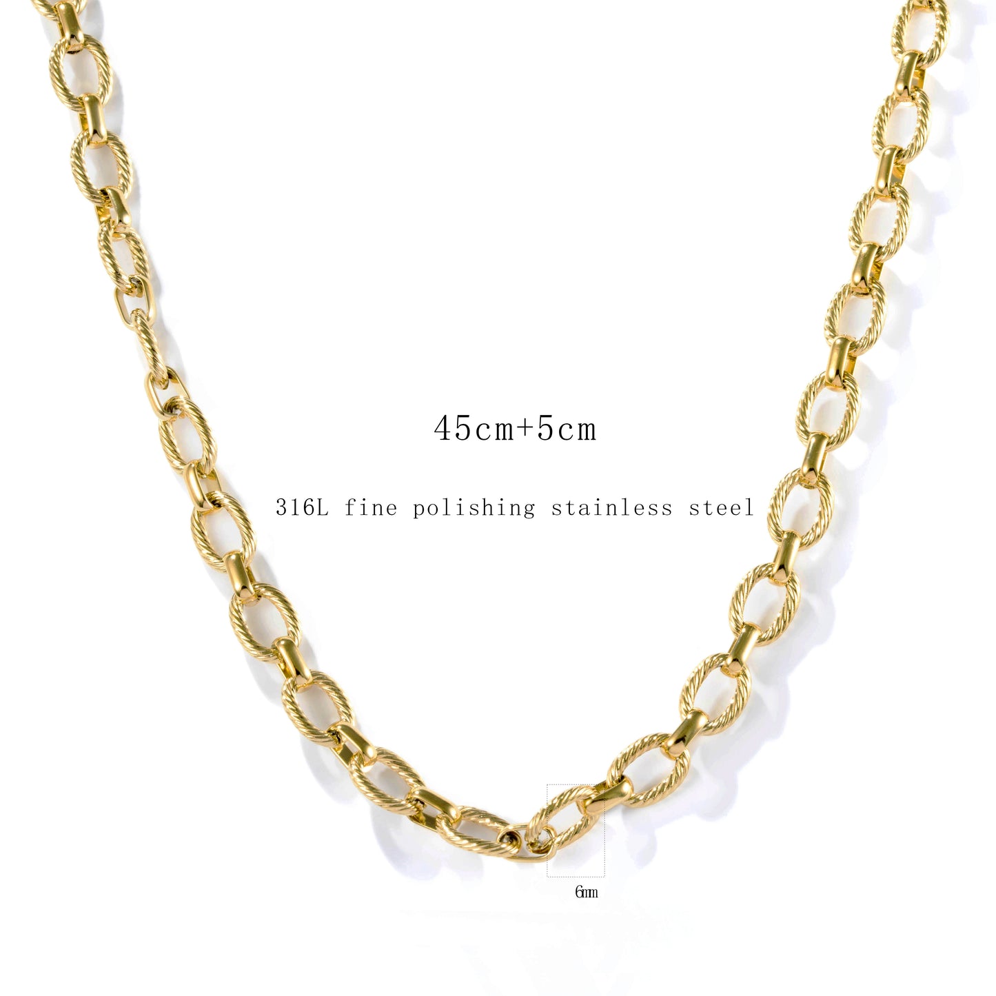 Simple Style Solid Color Twist Stainless Steel Plating 18K Gold Plated Women's Necklace