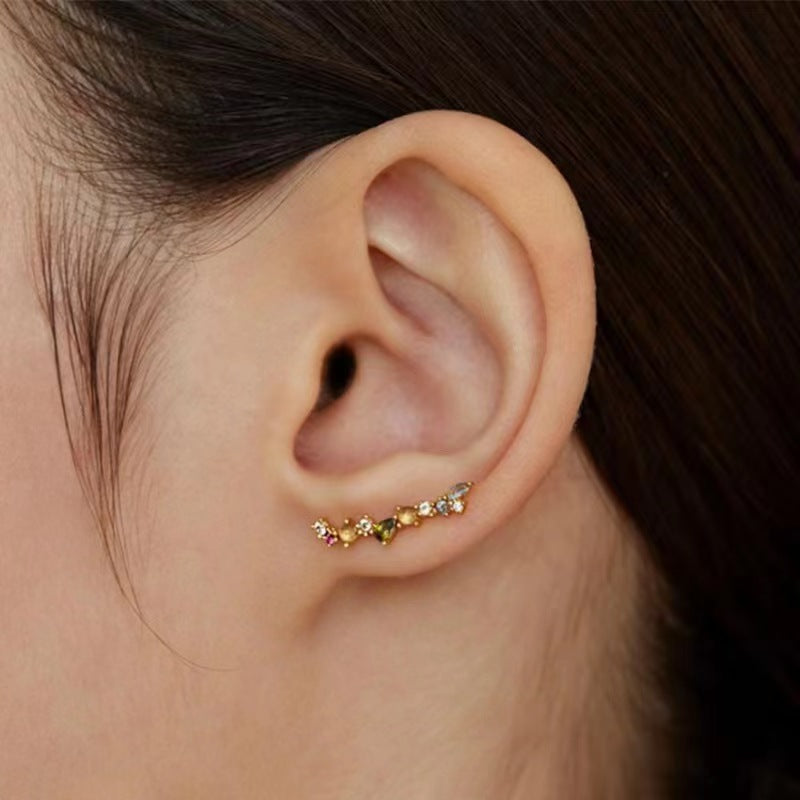 1 Pair Elegant Cute Romantic Geometric Inlay Sterling Silver Zircon White Gold Plated Gold Plated Ear Cuffs