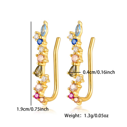 1 Pair Elegant Cute Romantic Geometric Inlay Sterling Silver Zircon White Gold Plated Gold Plated Ear Cuffs