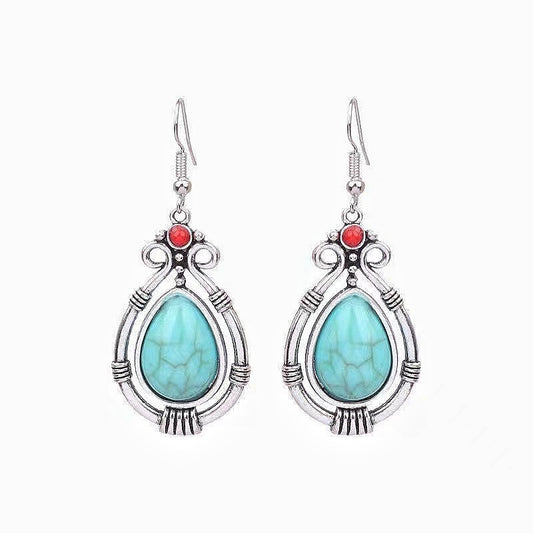 Simple Style Classic Style Water Droplets Alloy Inlay Turquoise Women's Earrings Necklace