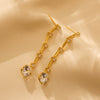 1 Pair Simple Style Classic Style Solid Color Plating Inlay Titanium Steel Zircon 18K Gold Plated Drop Earrings