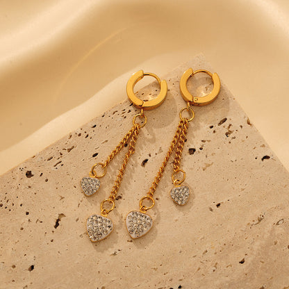 1 Pair Glam Luxurious Round Heart Shape Plating Inlay Copper Zircon 18K Gold Plated Drop Earrings