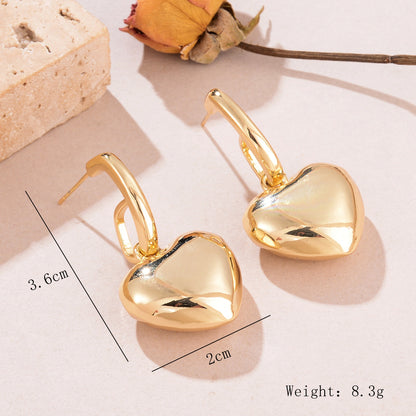 1 Pair Romantic Simple Style Heart Shape Alloy Drop Earrings