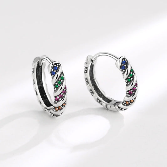 1 Pair Simple Style Classic Style Solid Color Plating Inlay Sterling Silver Zircon Silver Plated Earrings