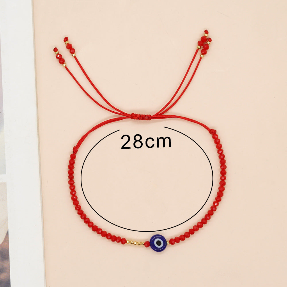 Simple Style Classic Style Solid Color Artificial Crystal Polyester Glass Beaded Women's Drawstring Bracelets