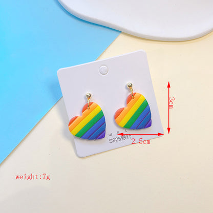 1 Pair IG Style Rainbow Soft Clay 14K Gold Plated Drop Earrings