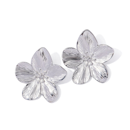 1 Pair Simple Style Classic Style Flower Petal 304 Stainless Steel 18K Gold Plated Ear Studs