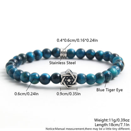 Wholesale Jewelry Vintage Style Commute Hexagram 304 Stainless Steel Natural Stone Beaded Handmade Bracelets