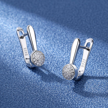 1 Pair IG Style Shiny U Shape Flower Inlay Sterling Silver Zircon Silver Plated Drop Earrings