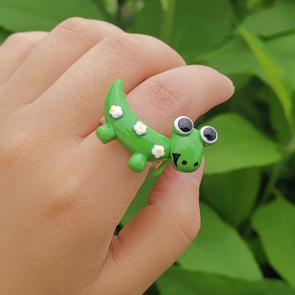 Wholesale Jewelry Cartoon Resin Frog Ring Gooddiy