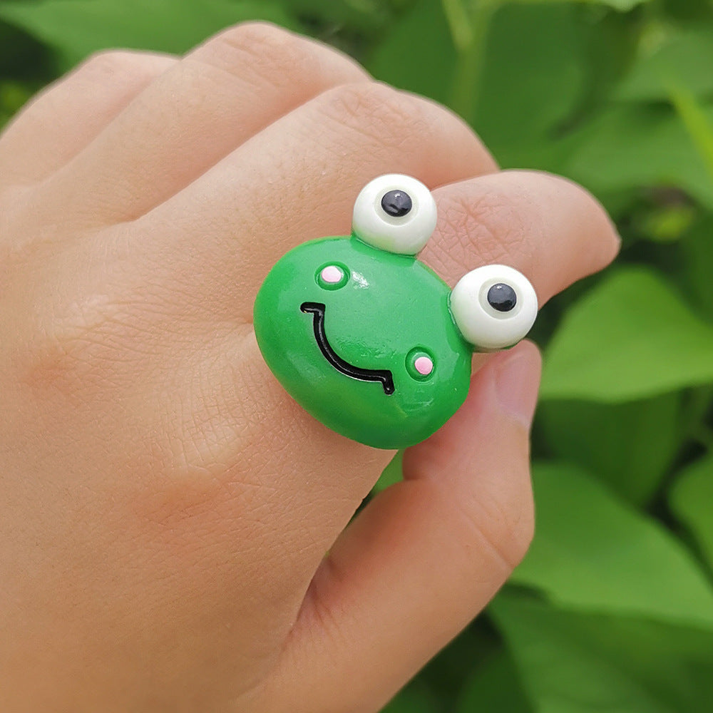 Wholesale Jewelry Cartoon Resin Frog Ring Gooddiy