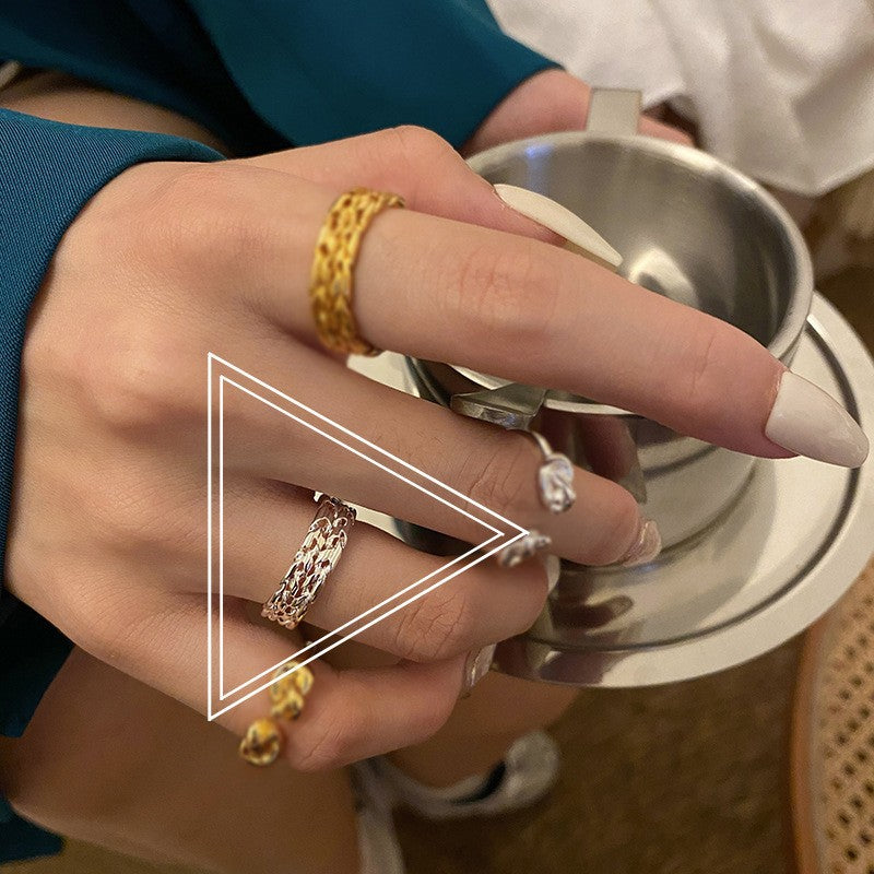 Simple Open Fashion Geometric Irregular Ring