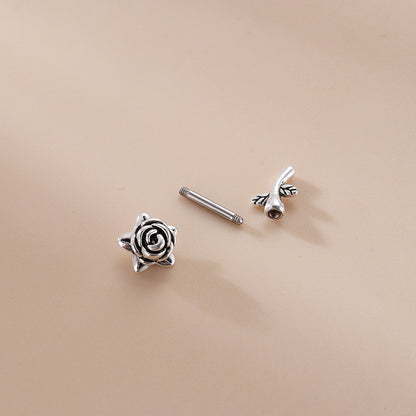 1 Piece Retro Flower Snake Plating Stainless Steel Ear Studs