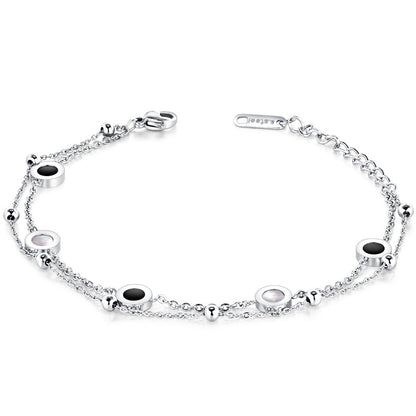 New Style Titanium Steel Inlaid White Shell Round Women's Adjustable Bracelet