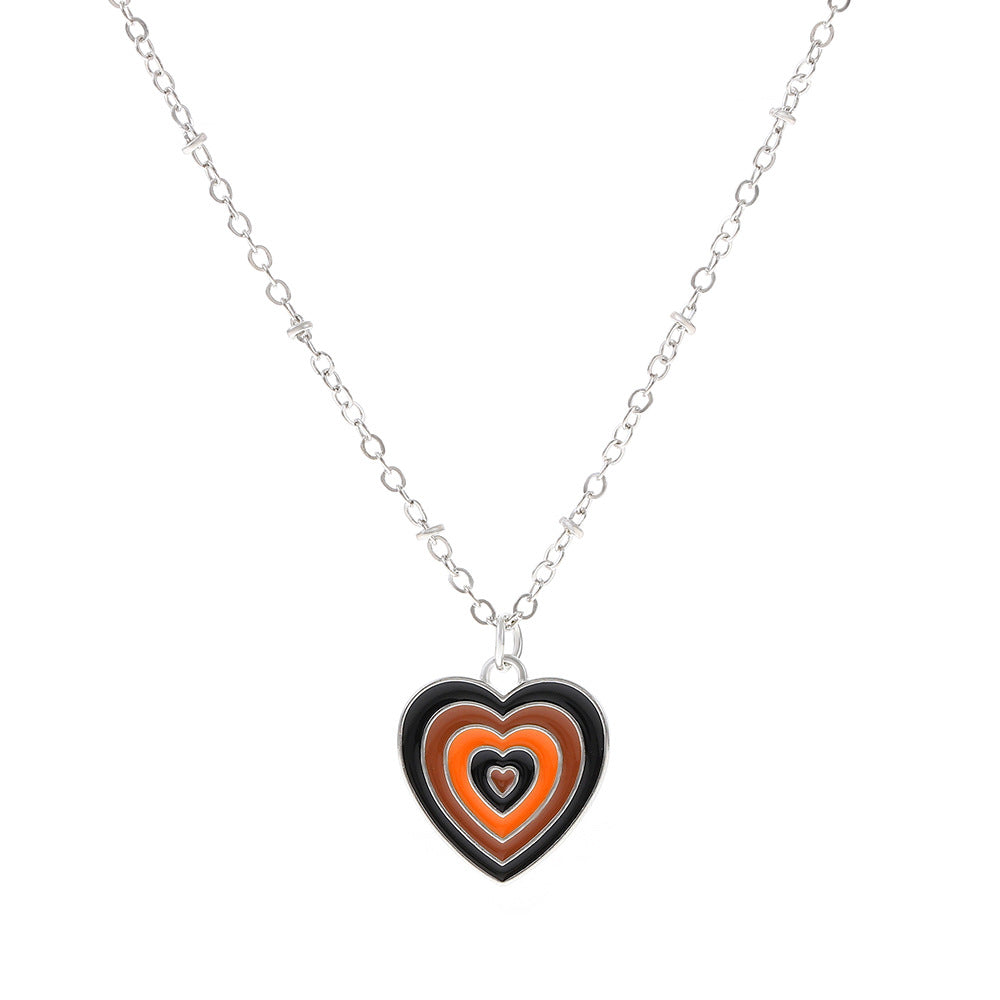 Retro Heart Shape Alloy Enamel Women's Necklace