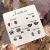 Simple Style Heart Shape Bow Knot Snowflake Alloy Plating Inlay Rhinestones Women's Ear Studs 1 Set