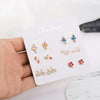 Simple Style Heart Shape Bow Knot Snowflake Alloy Plating Inlay Rhinestones Women's Ear Studs 1 Set