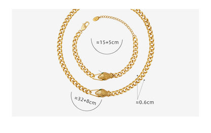 Retro Snake Titanium Steel Inlaid Zircon Bracelets Necklace