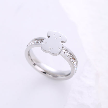 Simple Style Animal Stainless Steel Plating Inlay Artificial Gemstones 24k Gold Plated Rings