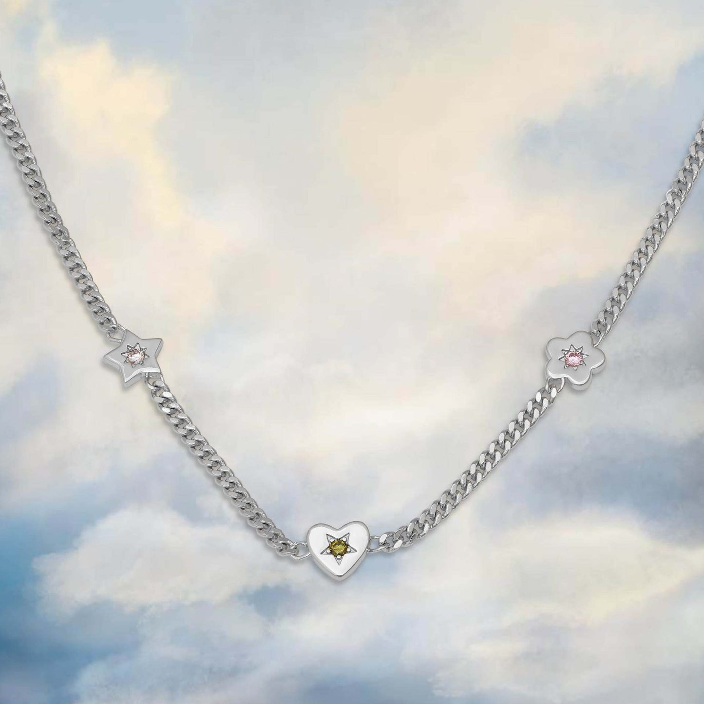 Ins Style Sweet Star Heart Shape Flower Stainless Steel Plating Inlay Zircon 18k Gold Plated Bracelets Necklace