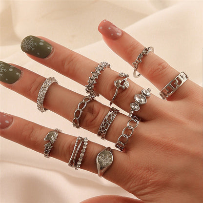 Casual Retro Punk Animal Plant Alloy Plating Inlay Carving Artificial Diamond Opal Obsidian Gold Plated Silver Plated Women's Open Ring Rings