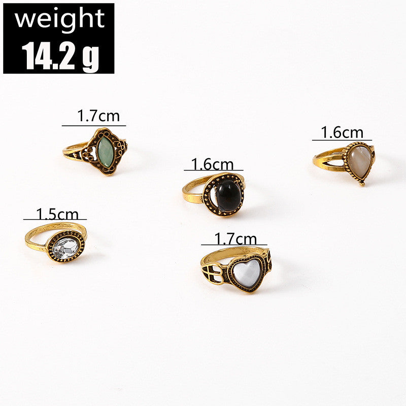 Casual Retro Punk Animal Plant Alloy Plating Inlay Carving Artificial Diamond Opal Obsidian Gold Plated Silver Plated Women's Open Ring Rings