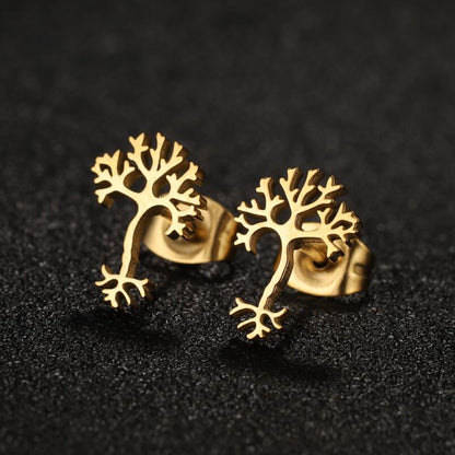 1 Pair Modern Style Simple Style Tree Plating Stainless Steel 18k Gold Plated Ear Studs