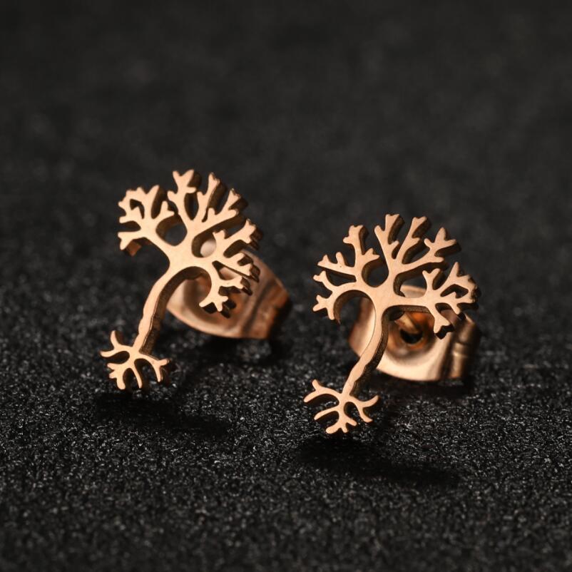 1 Pair Modern Style Simple Style Tree Plating Stainless Steel 18k Gold Plated Ear Studs