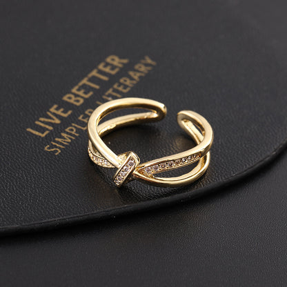 Japanese And Korean Stylish Opening Ring Personalized Ins Style Diamond Simple And Adjustable Ring Vintage Ring Niche Little Finger Ring