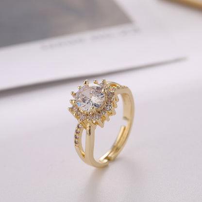 Japanese And Korean Stylish Opening Ring Personalized Ins Style Diamond Simple And Adjustable Ring Vintage Ring Niche Little Finger Ring