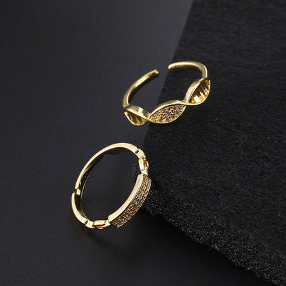 Japanese And Korean Stylish Opening Ring Personalized Ins Style Diamond Simple And Adjustable Ring Vintage Ring Niche Little Finger Ring