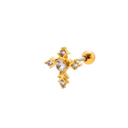 1 Piece Sweet Heart Shape Butterfly Plating Inlay Stainless Steel Zircon 18k Gold Plated Ear Studs