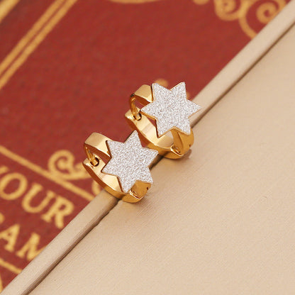 Fashion Star Crown Stainless Steel Plating Earrings 1 Pair