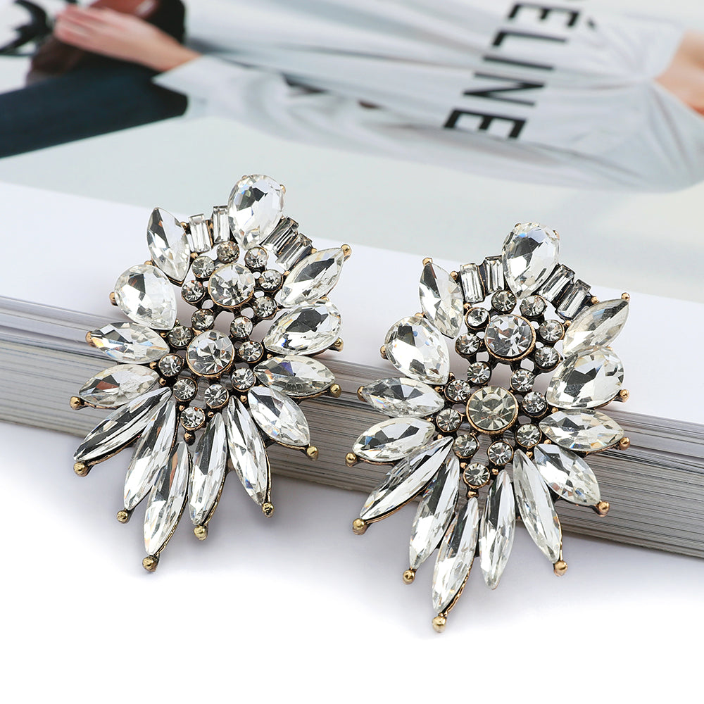 1 Pair Elegant Retro Luxurious Color Block Inlay Zinc Alloy Rhinestones Ear Studs