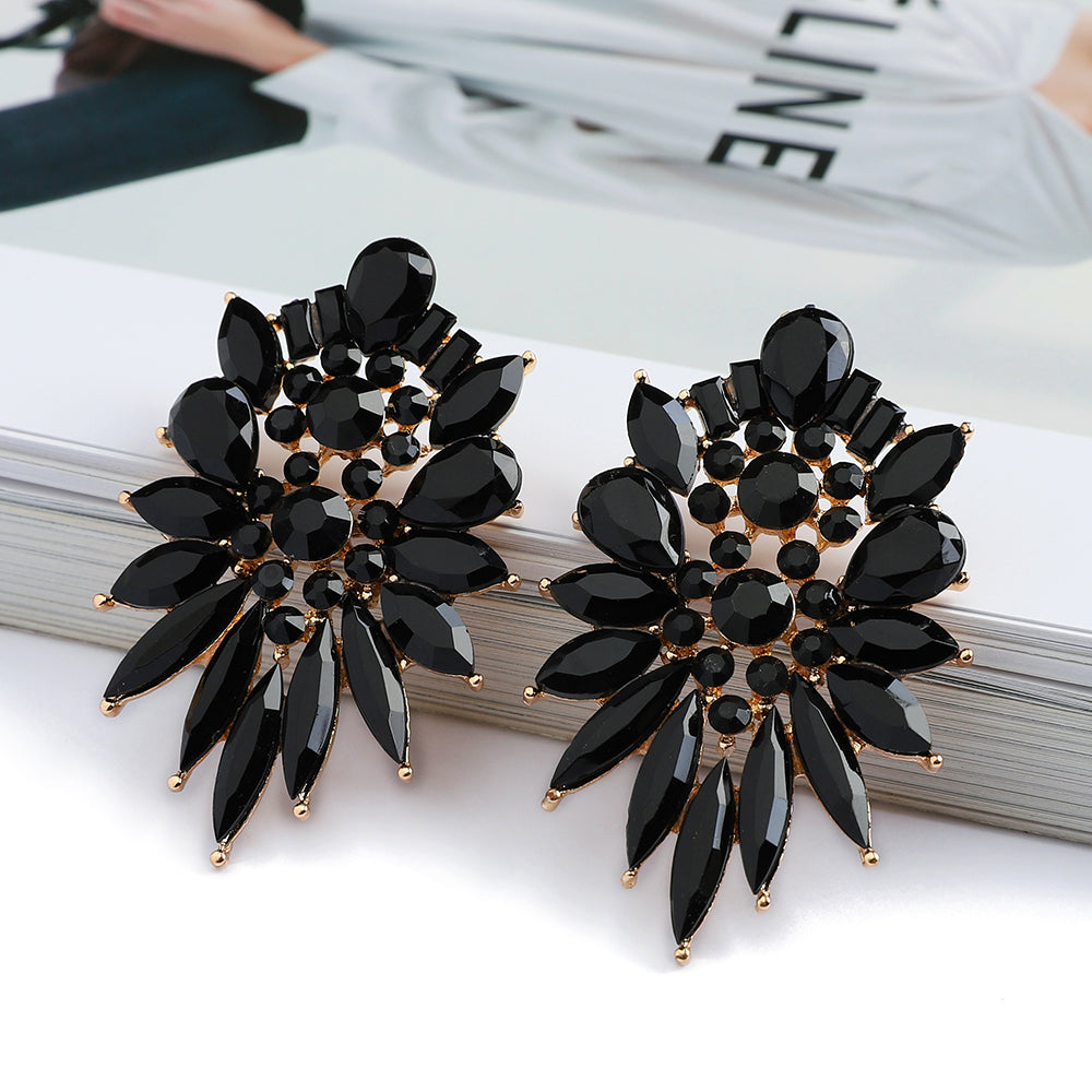 1 Pair Elegant Retro Luxurious Color Block Inlay Zinc Alloy Rhinestones Ear Studs