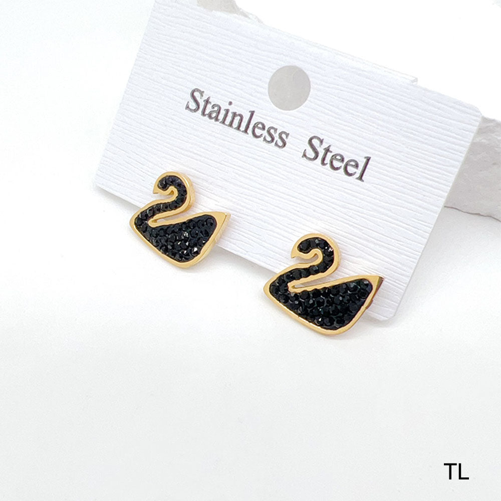 1 Pair Simple Style Classic Style Swan Plating Stainless Steel Ear Studs