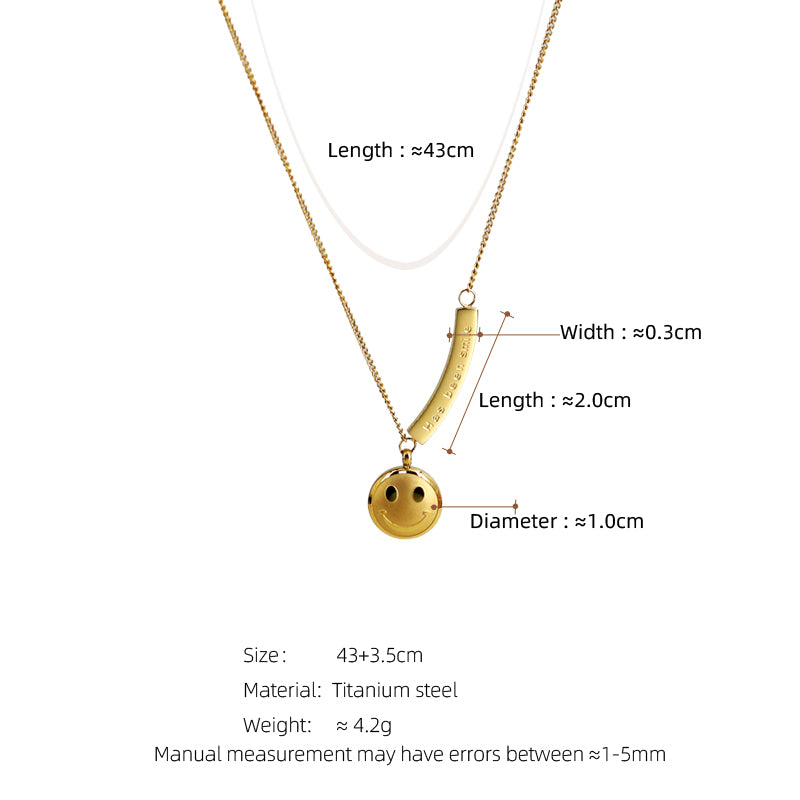 Cute Simple Style Letter Smiley Face Titanium Steel Plating Gold Plated Pendant Necklace