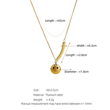 Cute Simple Style Letter Smiley Face Titanium Steel Plating Gold Plated Pendant Necklace